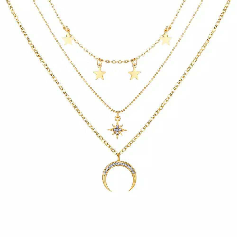 Multi Layer Lock Portrait Pendants Necklaces For Women Gold Metal Key Heart Necklace - MERGE.DAY.1.FREESTYLE