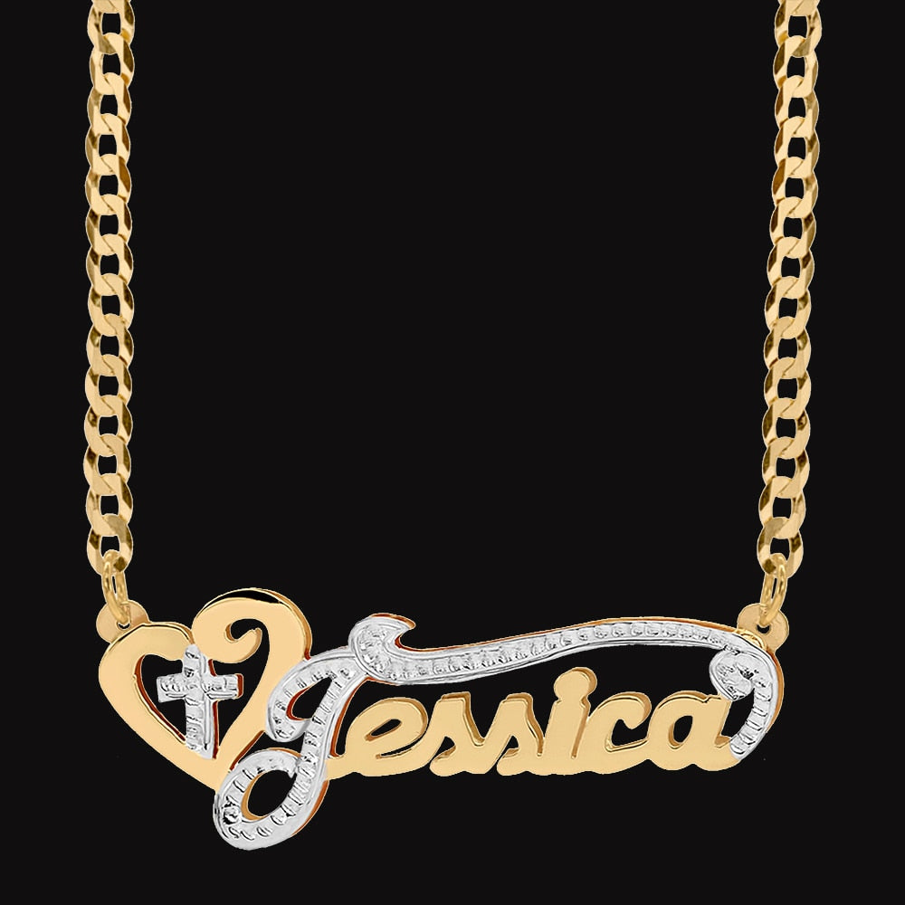 Customized Name Necklace Custom 3D Nameplate Personalized Double Electroplating Pendant - MERGE.DAY.1.FREESTYLE