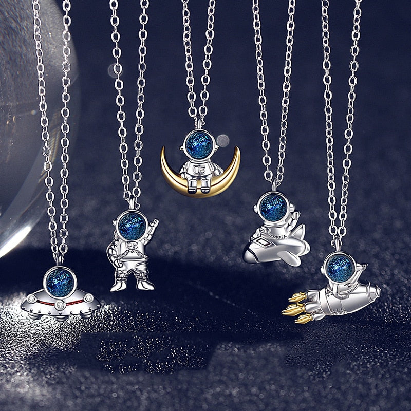 Spaceman Moon Couples Necklace Milky Way Space Pendant Necklaces Jewelry - MERGE.DAY.1.FREESTYLE