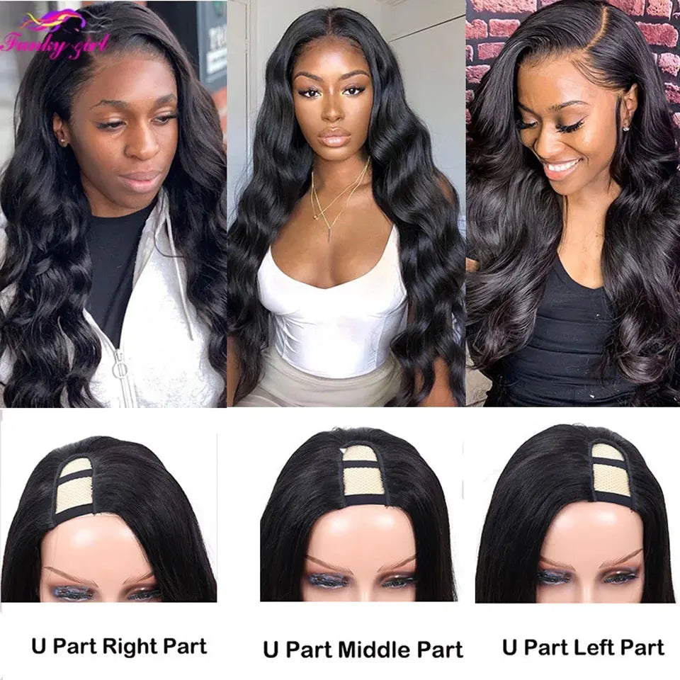 Body Wave U Part Wigs 100% Human Hair Brazilian Wavy Virgin Hair Wigs For Women Remy Hair Human Hair Wigs 180% Density Cheap Wig - MERGE.DAY.1.FREESTYLE
