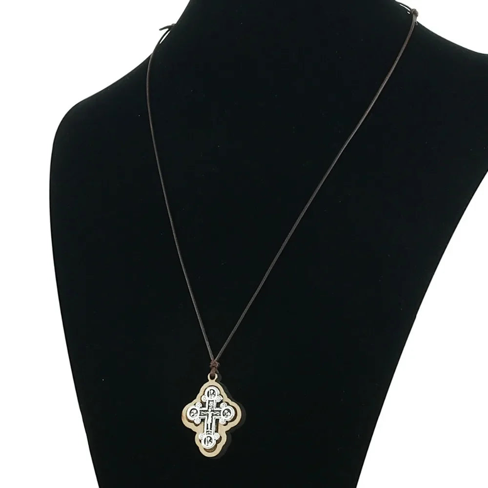 ICXC Wooden Saint Cross Pendant Necklaces - MERGE.DAY.1.FREESTYLE