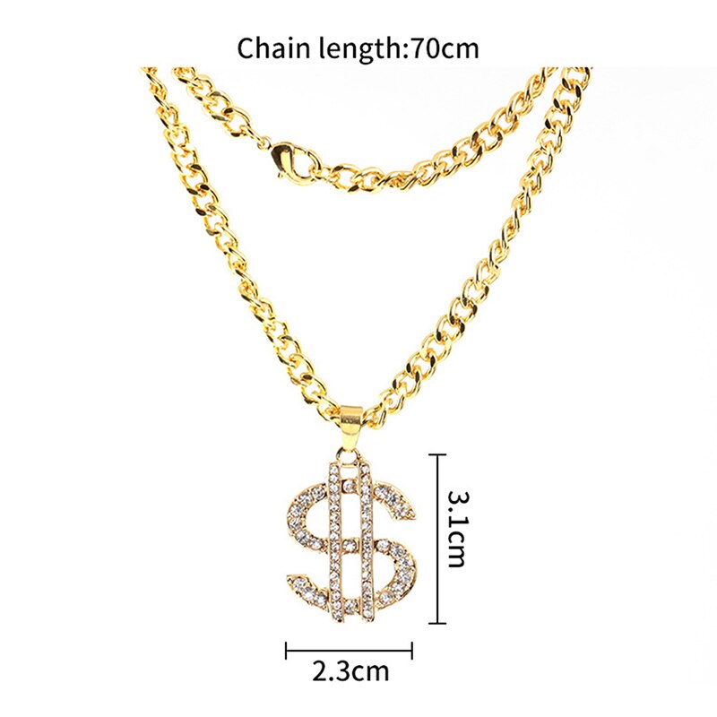 Hip Hop Rap Gold Color US Dollar Pendant Necklace Chain Accessories - MERGE.DAY.1.FREESTYLE