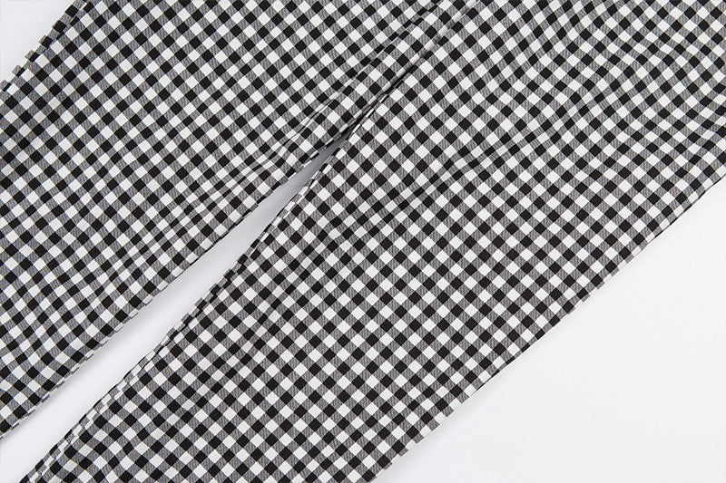 Women Straps Jumpsuits Ladies Summer Plaids Checked Playsuits Backless Outfits White&Black - MERGE.DAY.1.FREESTYLE