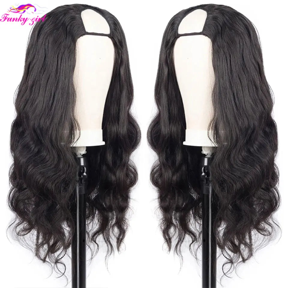 Body Wave U Part Wigs 100% Human Hair Brazilian Wavy Virgin Hair Wigs For Women Remy Hair Human Hair Wigs 180% Density Cheap Wig - MERGE.DAY.1.FREESTYLE