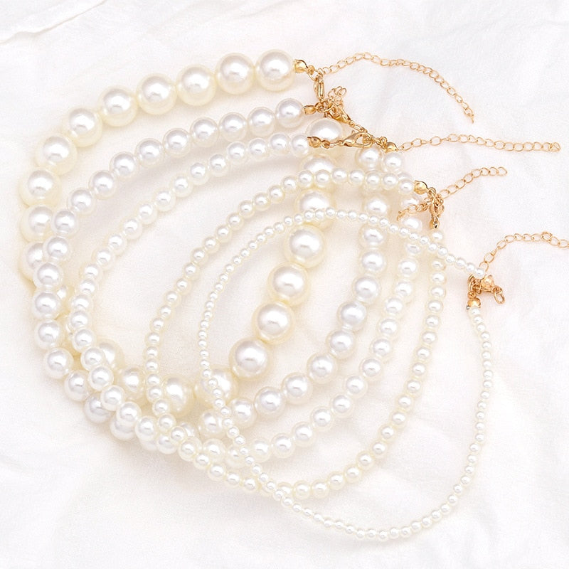 Big White Imitation Pearl Beads Choker Clavicle Chain Necklace For Women Wedding Jewelry - MERGE.DAY.1.FREESTYLE