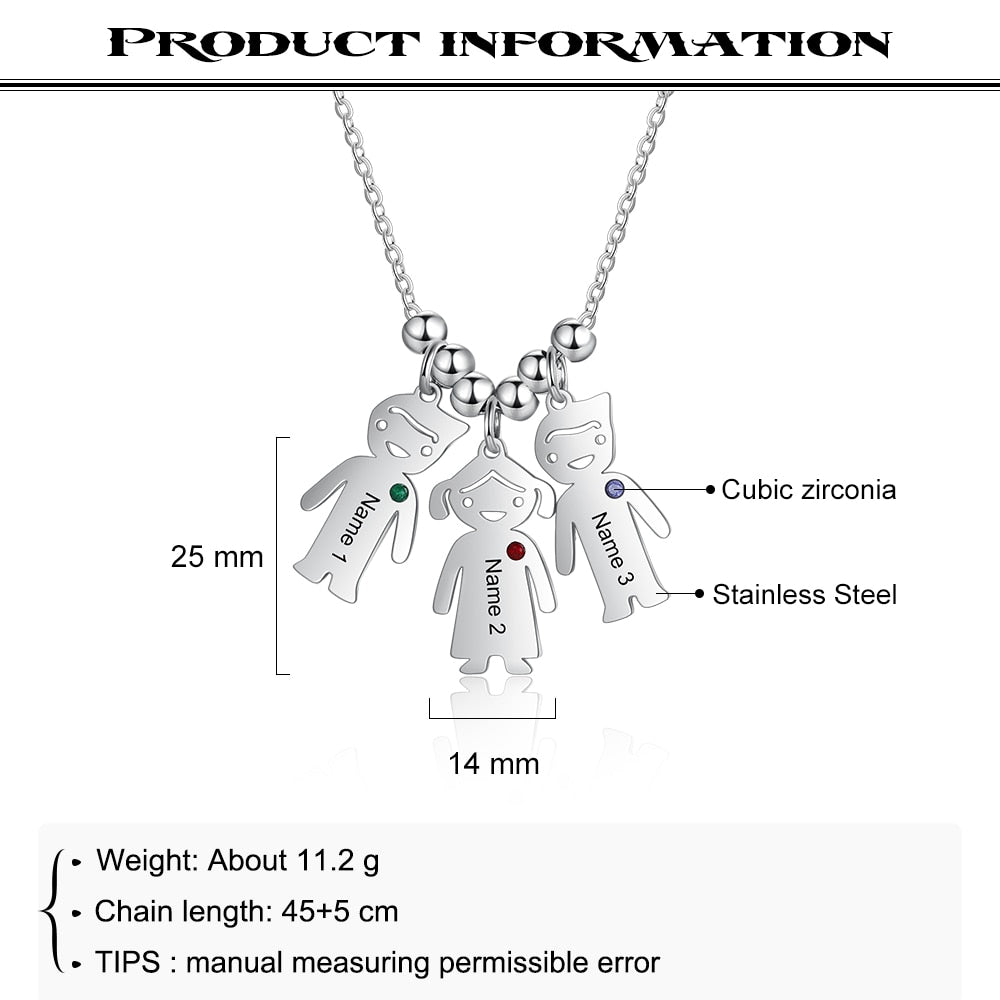 Boy Girl Pendant Name Necklace Customized Birthstone Jewelry Gift - MERGE.DAY.1.FREESTYLE