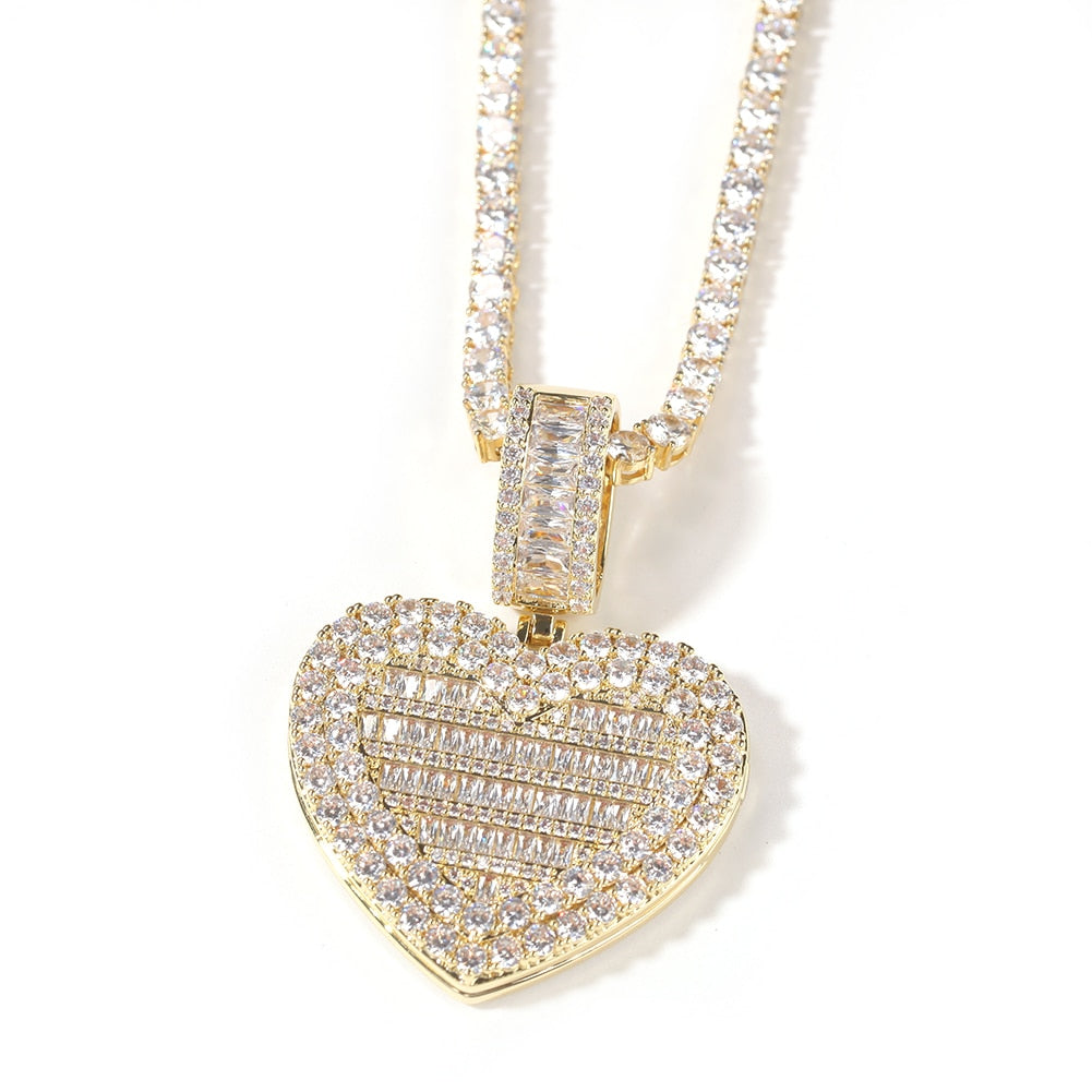 Large Size Heart Shape Custom Photo Locket Frame Pendant love necklaces for her - MERGE.DAY.1.FREESTYLE