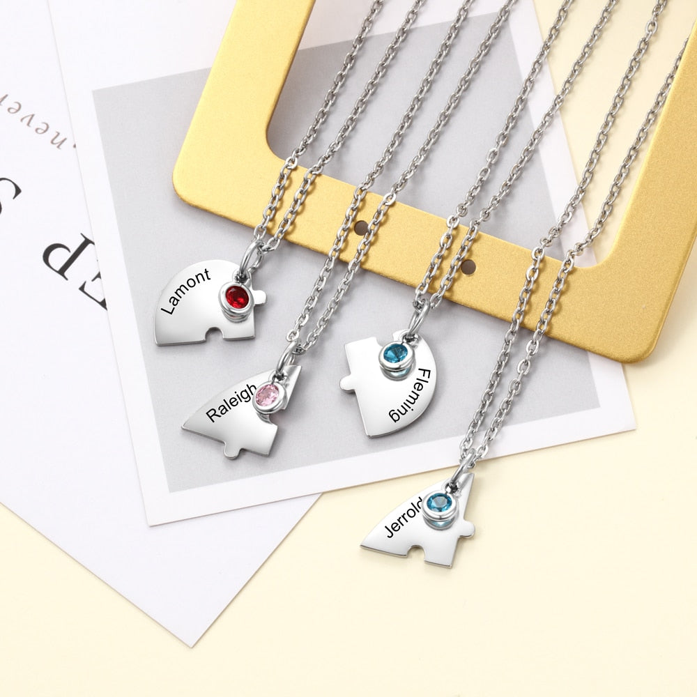 BFF Heart Shaped Friendship Birthstone Necklace with for 4 Friends - MERGE.DAY.1.FREESTYLE
