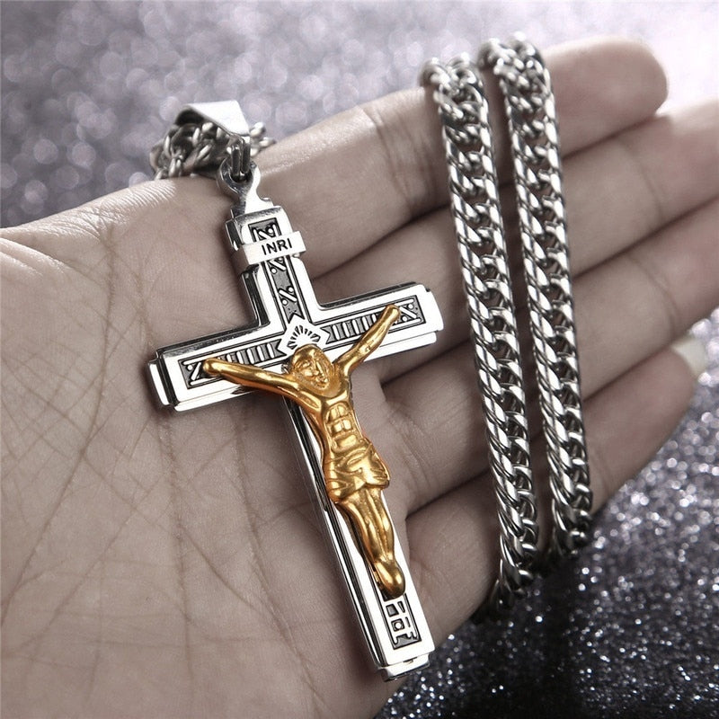 Personality Creative Jesus Cross Amulet Pendant Rock Casual Gift Catholic Christian Necklace - MERGE.DAY.1.FREESTYLE