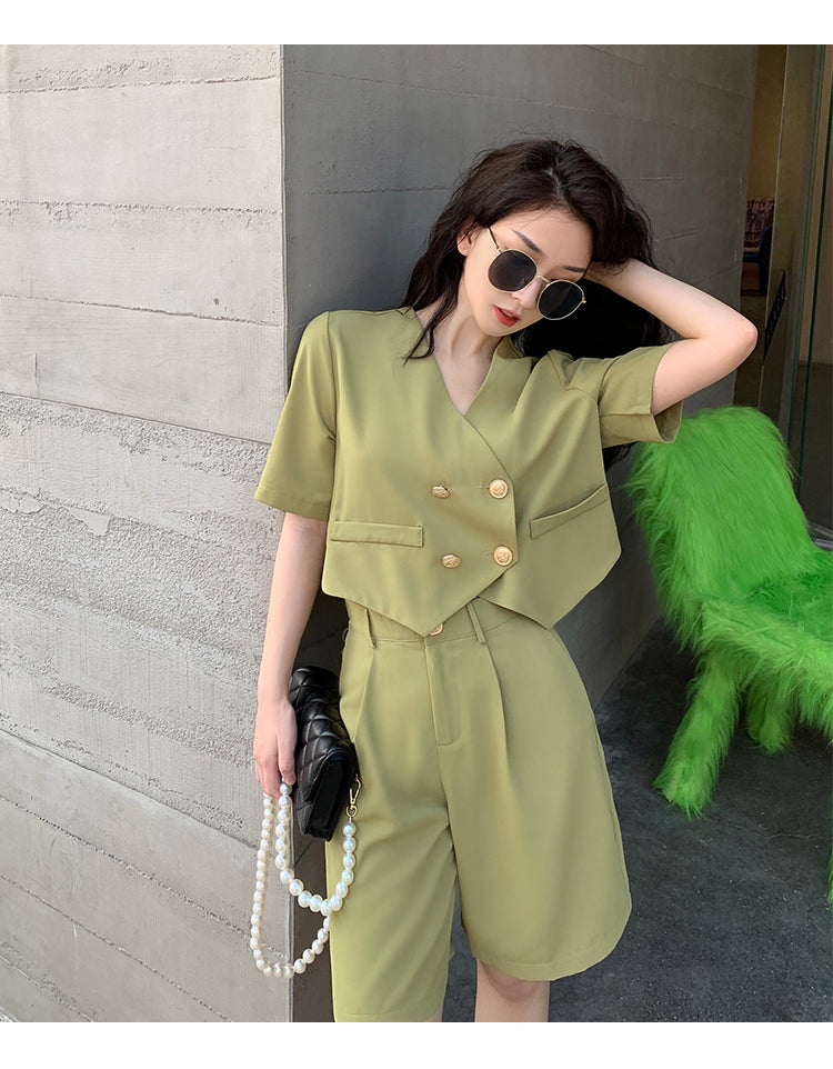 Fashion Office Short Sets Women Korean Loose Two Piece Suits Summer Thin - MERGE.DAY.1.FREESTYLE