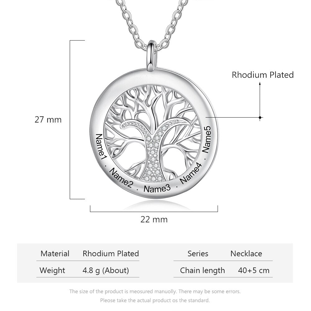Tree Of Life Personalized Necklaces Family Jewelry Sliver Color Necklace&Pendant - MERGE.DAY.1.FREESTYLE