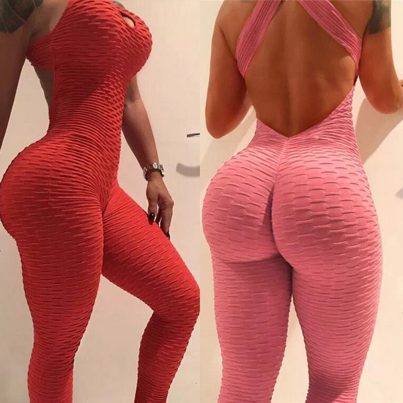 Halter Women Tracksuit Jumpsuit Play Suit Slim Sport Backless Running Sportswear Jumpsuit - MERGE.DAY.1.FREESTYLE
