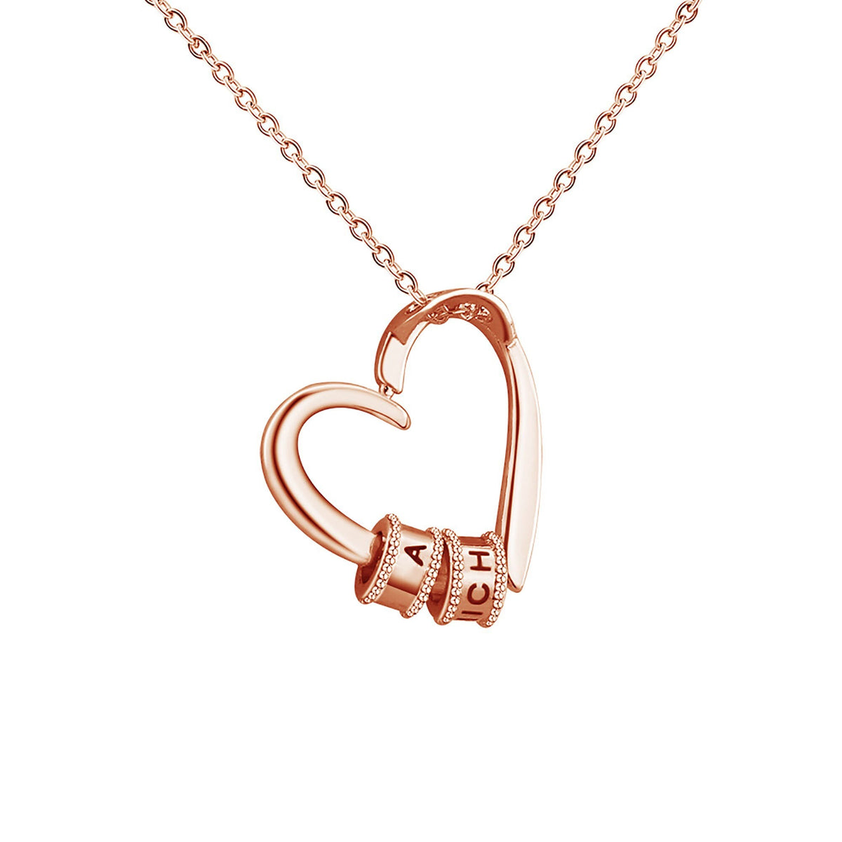 Personalized Heart-shaped Charming Gifts Pendant Jewelry With 1-3 Beads Engraved Name - MERGE.DAY.1.FREESTYLE