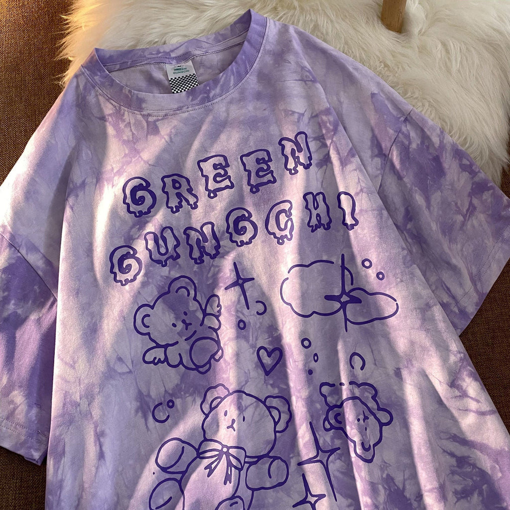 Summer women's short-sleeved Female t-shirt harajuku Streetwear Top tie-dye oversized Tshirts - MERGE.DAY.1.FREESTYLE