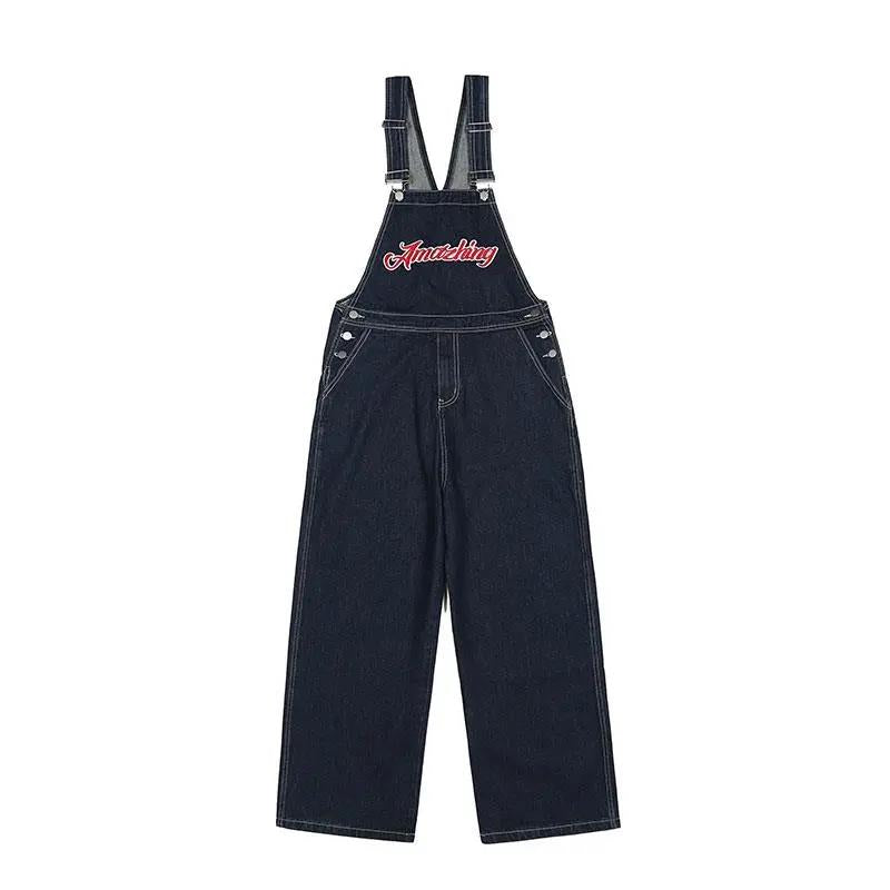 American Embroidery Denim Overalls Women Jean Jumpsuits Loose Straight Wide Leg Pants - MERGE.DAY.1.FREESTYLE