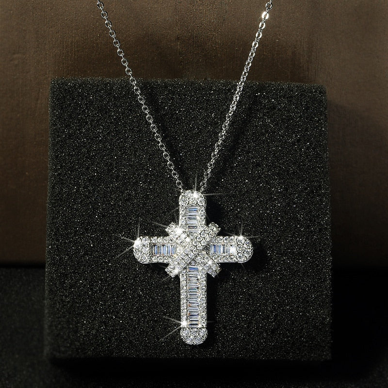 Luxury Women White Crystal Pendant Necklace Charm Silver Color Chain Necklace - MERGE.DAY.1.FREESTYLE