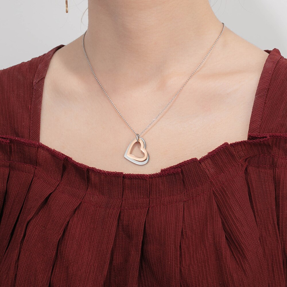 Mixed Rose Gold Color Heart Pendant Name Necklace - MERGE.DAY.1.FREESTYLE