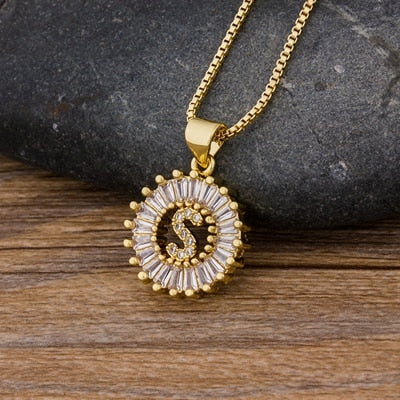 Initial Letter Necklace 26 Letters Charm Gold Name Necklace Pendant - MERGE.DAY.1.FREESTYLE