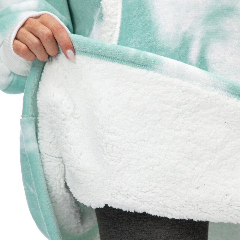 Oversized Hoodie Sweatshirt Women Tie Dye Hoodies Fleece Giant Wearable Blanket - MERGE.DAY.1.FREESTYLE