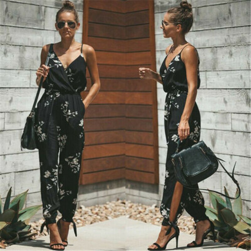 Women Sleeveless Loose Baggy Trousers Solid Romper Jumpsuit Cotton Print Broadcloth - MERGE.DAY.1.FREESTYLE