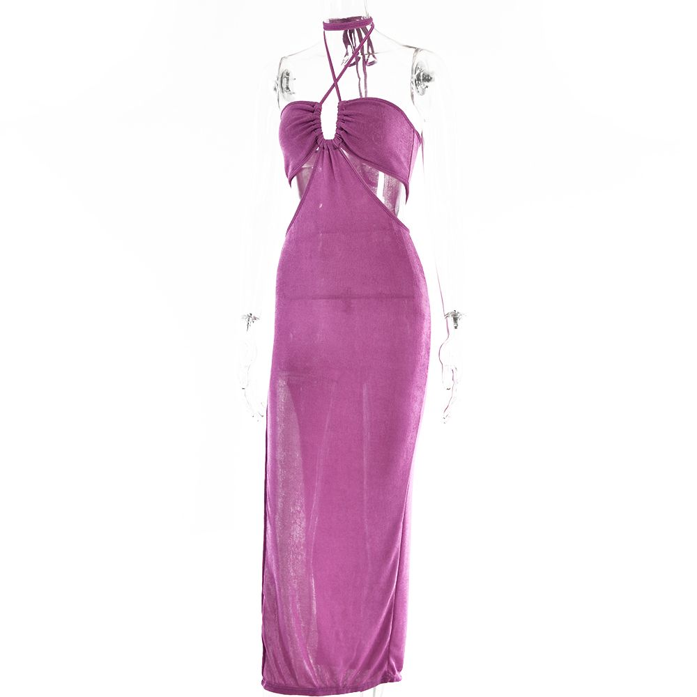 Women Halter Cut Out Backless Corset Midi Dress High Waist Split Slim Grunge Vestidos 2022 Summer - MERGE.DAY.1.FREESTYLE