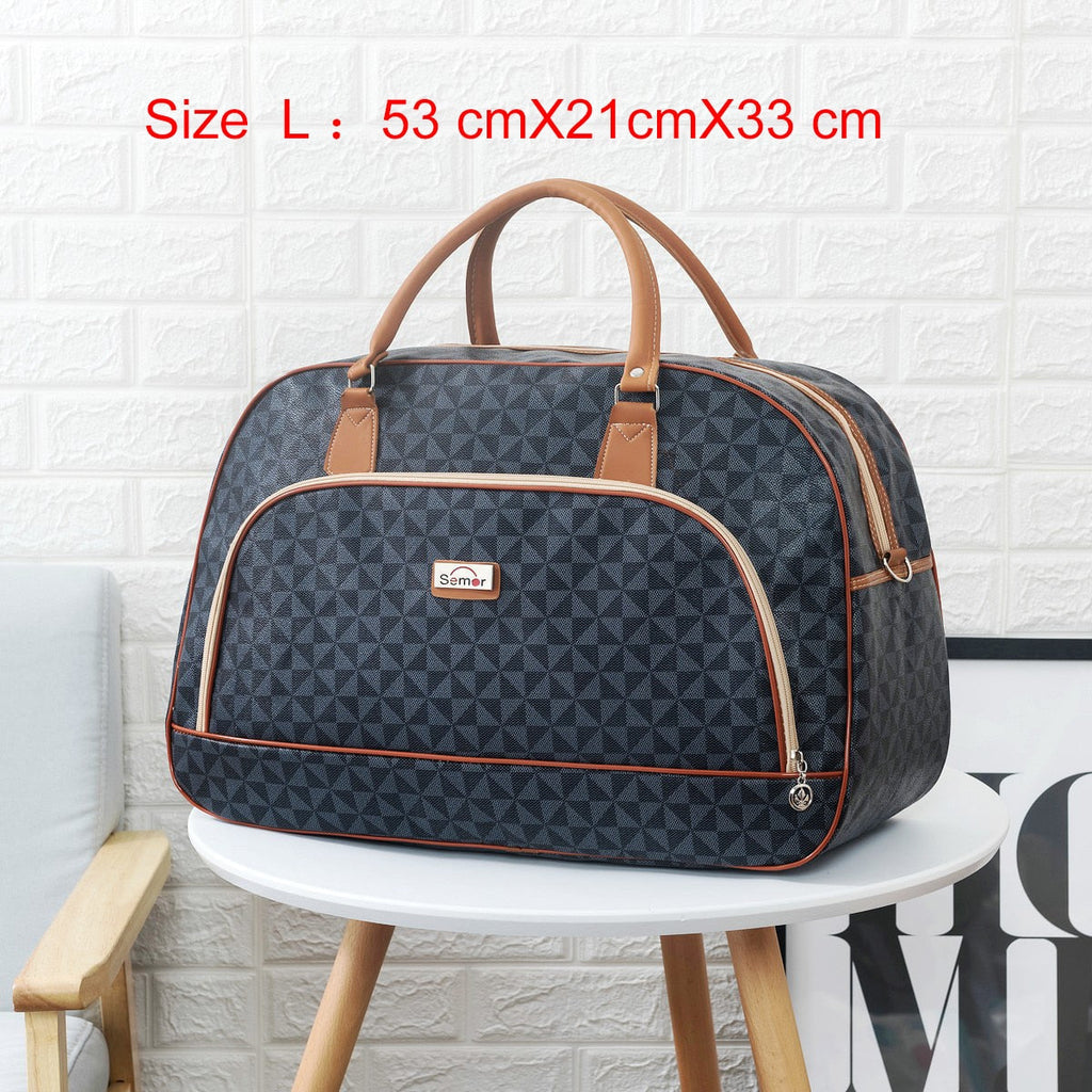 Women Travel Bags PU Leather Large Capacity Waterproof Print Luggage Duffle Bag - MERGE.DAY.1.FREESTYLE