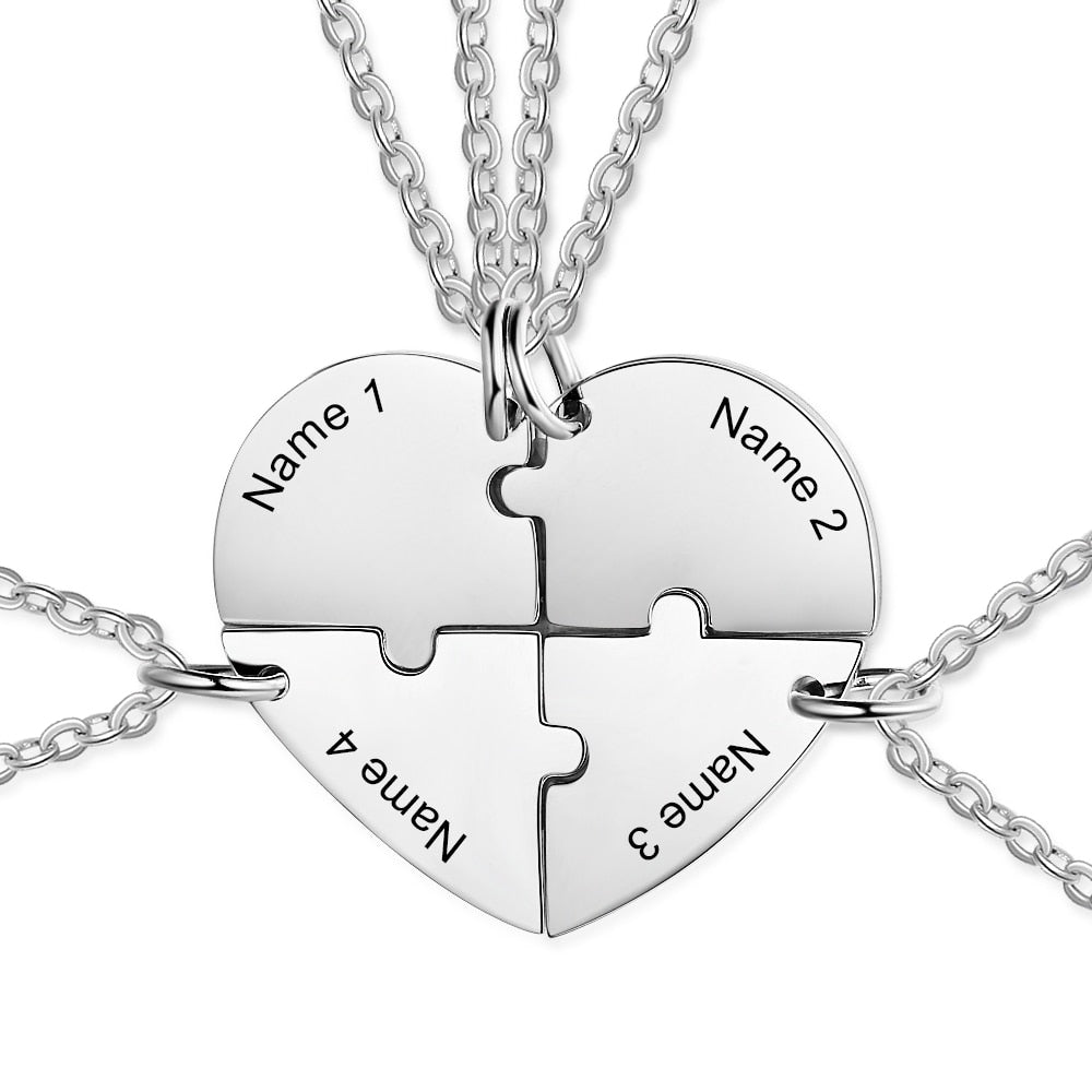 BFF Heart Shaped Friendship Birthstone Necklace with for 4 Friends - MERGE.DAY.1.FREESTYLE