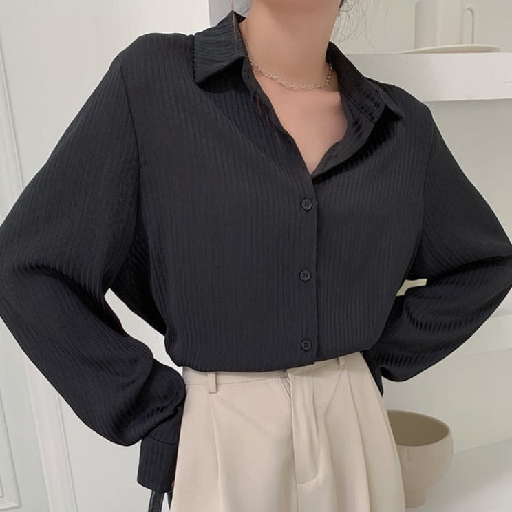 Office Ladies Striped Women Blouses Tops Full Sleeve Loose Shirts - MERGE.DAY.1.FREESTYLE