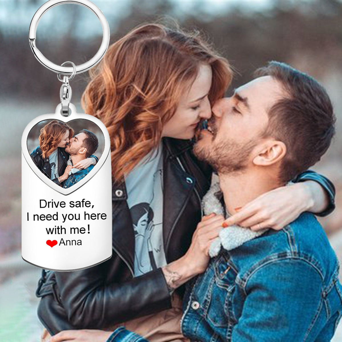 Stainless Steel Car Keyring Personalised Photo With Text Memory Gifts - MERGE.DAY.1.FREESTYLE