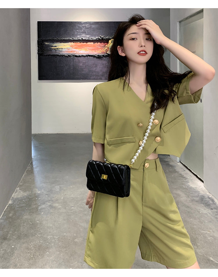 Fashion Office Short Sets Women Korean Loose Two Piece Suits Summer Thin - MERGE.DAY.1.FREESTYLE