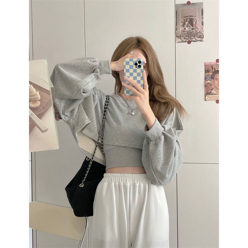 Autumn Two Piece Suit Hoodies Women Loose Bat Sleeve Tops Fashion Popular Crop Sweatshirts+Camis - MERGE.DAY.1.FREESTYLE