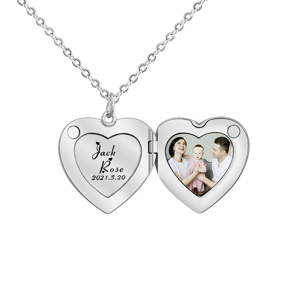 Personalized Picture Open Heart Locket Shape Necklace Custom Photo Text Pendant Jewelry - MERGE.DAY.1.FREESTYLE