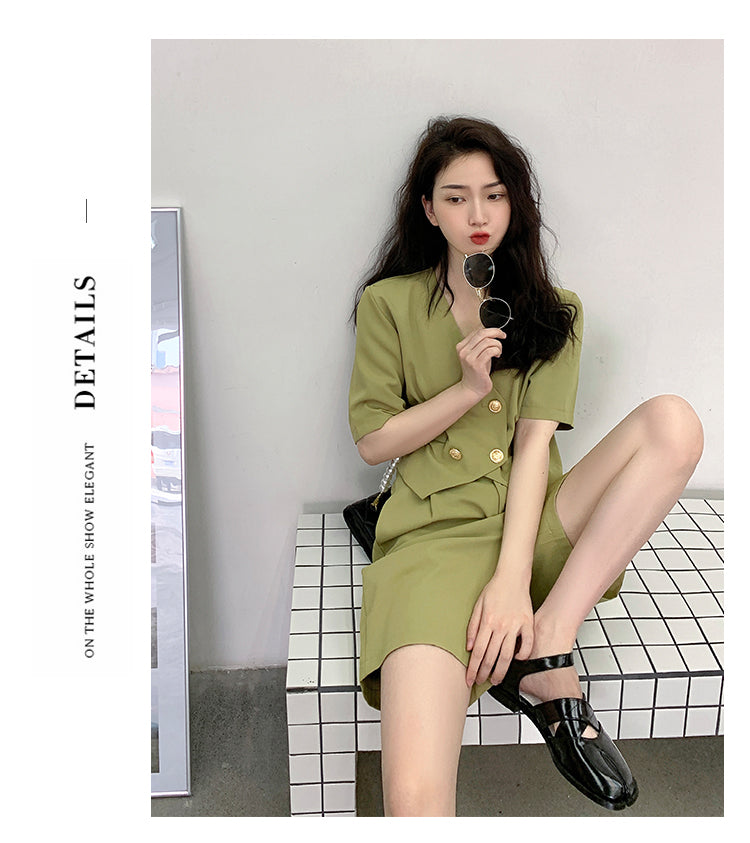 Fashion Office Short Sets Women Korean Loose Two Piece Suits Summer Thin - MERGE.DAY.1.FREESTYLE