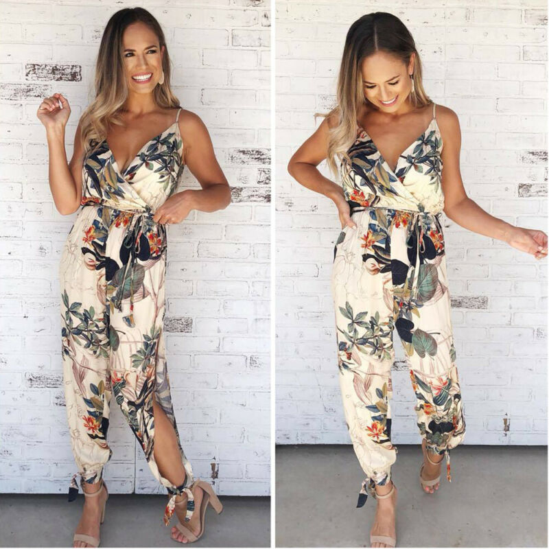 Women Sleeveless Loose Baggy Trousers Solid Romper Jumpsuit Cotton Print Broadcloth - MERGE.DAY.1.FREESTYLE