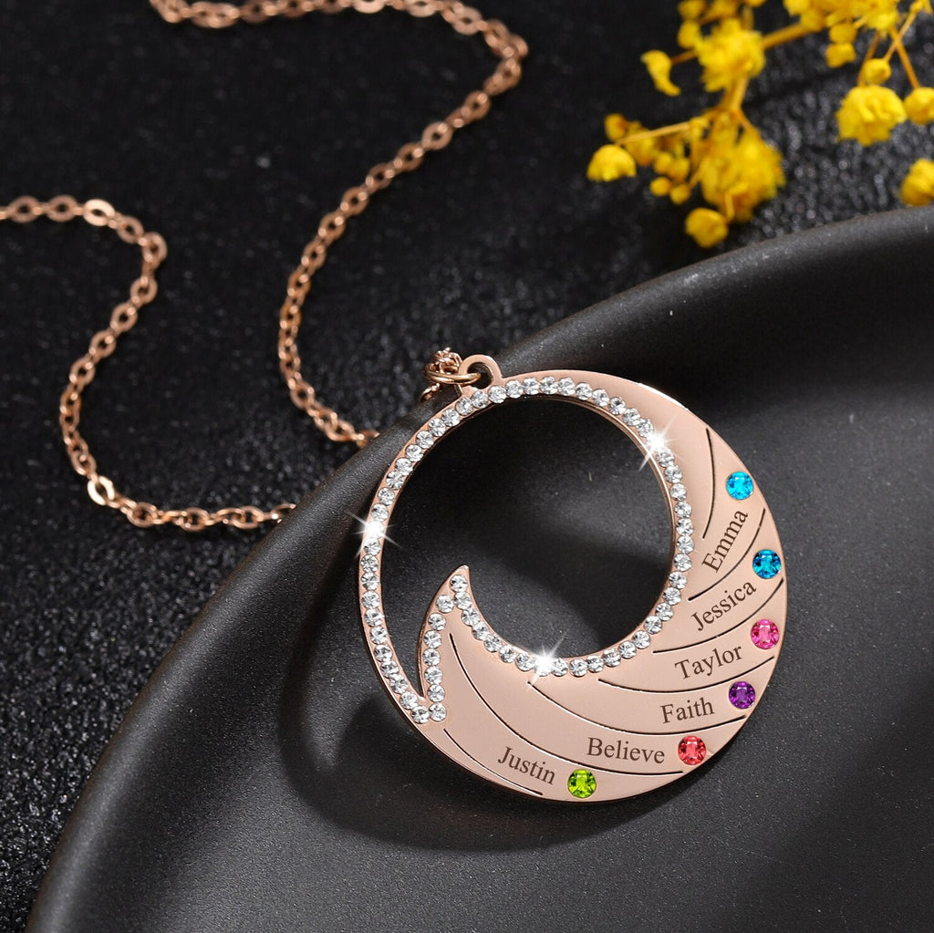 Personalized Name Necklace Pendant For Women Birthstone Crystal Necklaces Wave - MERGE.DAY.1.FREESTYLE