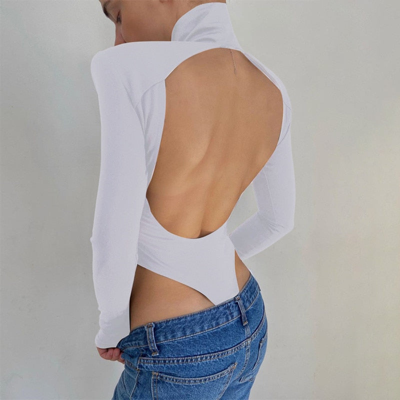 2022 Jumpsuits Women Rompers Sexy Club Hollow Out Backless Bodysuits Casual Long Sleeve Solid Slim - MERGE.DAY.1.FREESTYLE