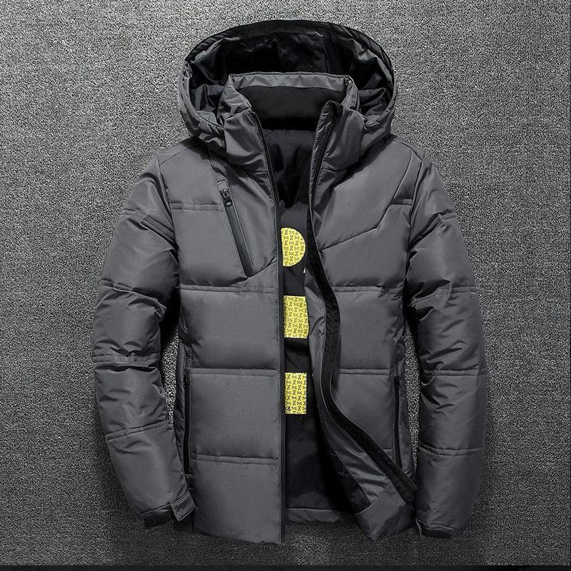 Duck Down Jacket Men Winter Warm Solid Color Hooded Jackets Outdoor Coat - MERGE.DAY.1.FREESTYLE