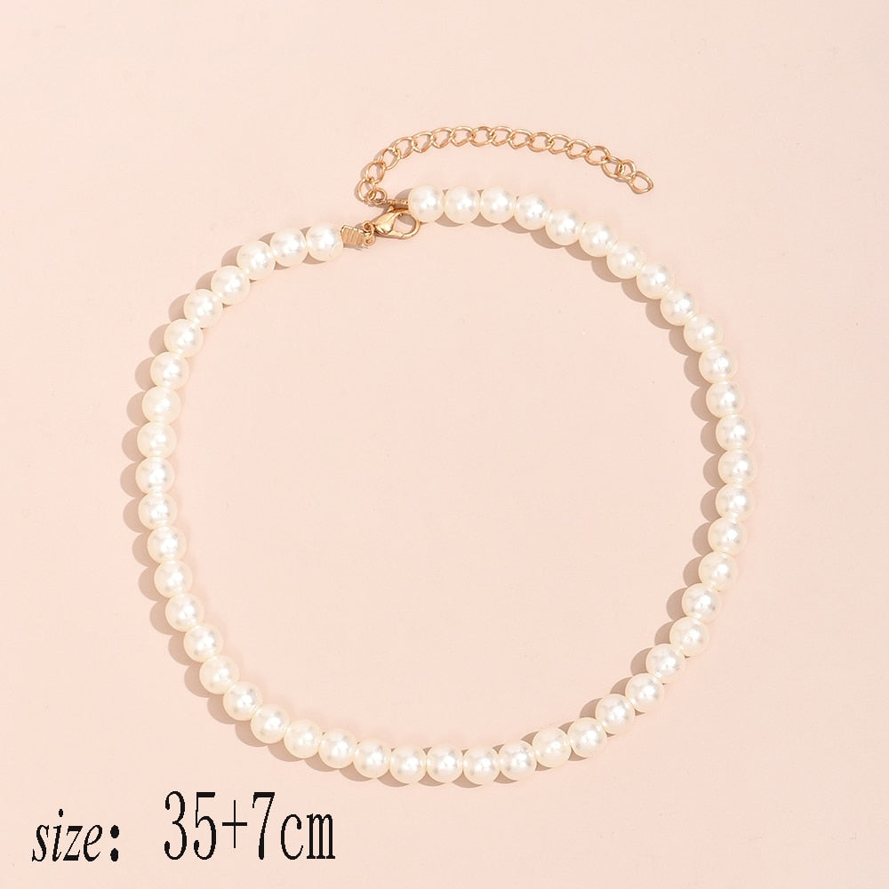 Trend Jewelry Wedding Big Pearl Necklace For Women Fashion White Imitation Pearl Choker - MERGE.DAY.1.FREESTYLE