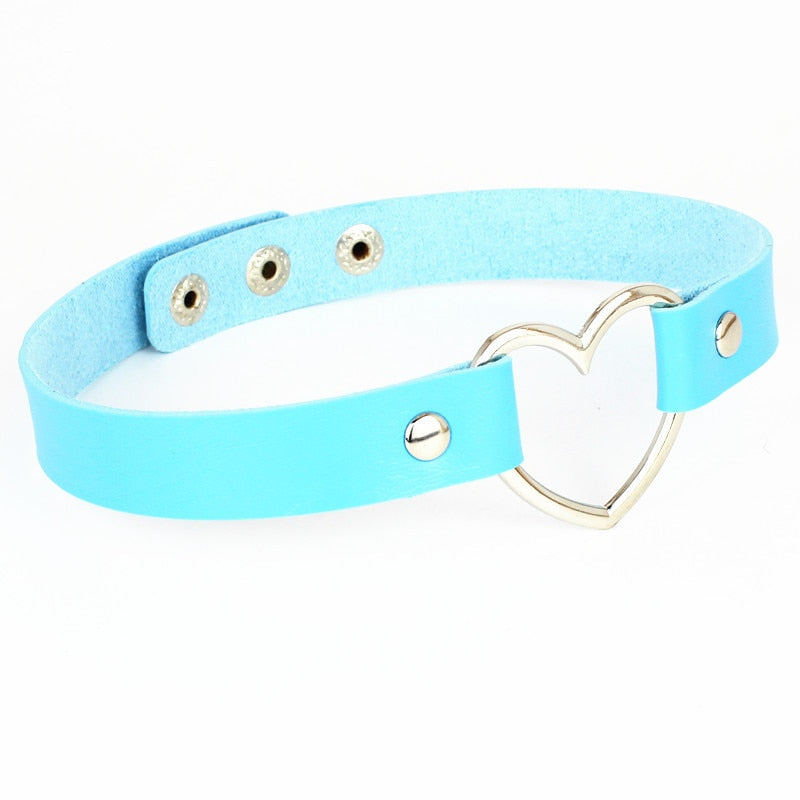 New Punk Gothic PU Leather Choker Chain Heart Buckle Collar Necklace - MERGE.DAY.1.FREESTYLE