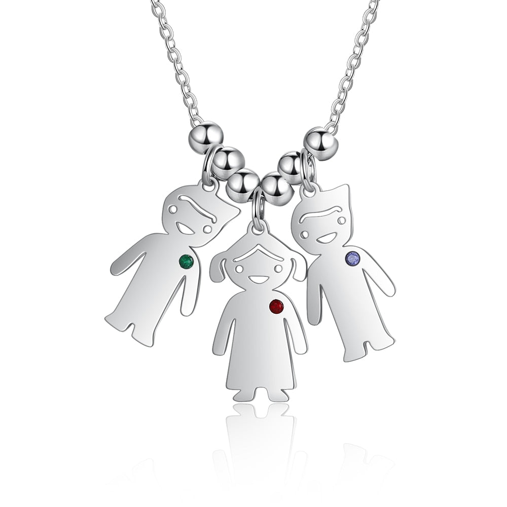 Boy Girl Pendant Name Necklace Customized Birthstone Jewelry Gift - MERGE.DAY.1.FREESTYLE