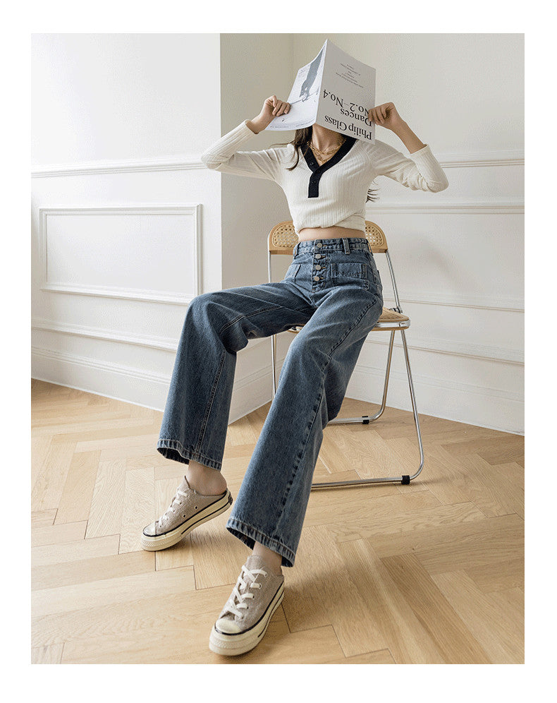 Women's Loose Straight Denim Trousers Female High Waist Wide Leg Pants high street - MERGE.DAY.1.FREESTYLE