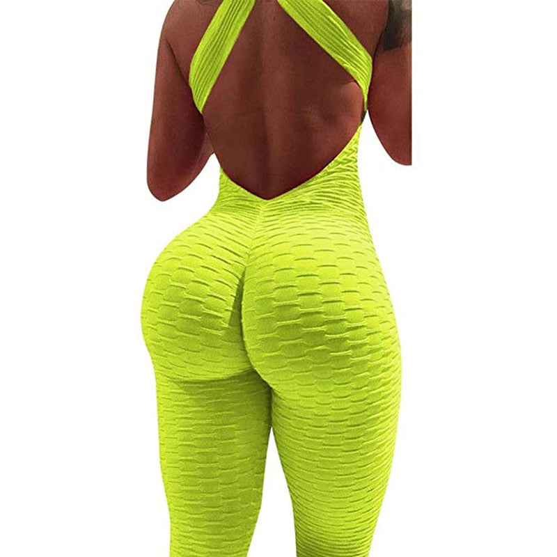 Halter Women Tracksuit Jumpsuit Play Suit Slim Sport Backless Running Sportswear Jumpsuit - MERGE.DAY.1.FREESTYLE