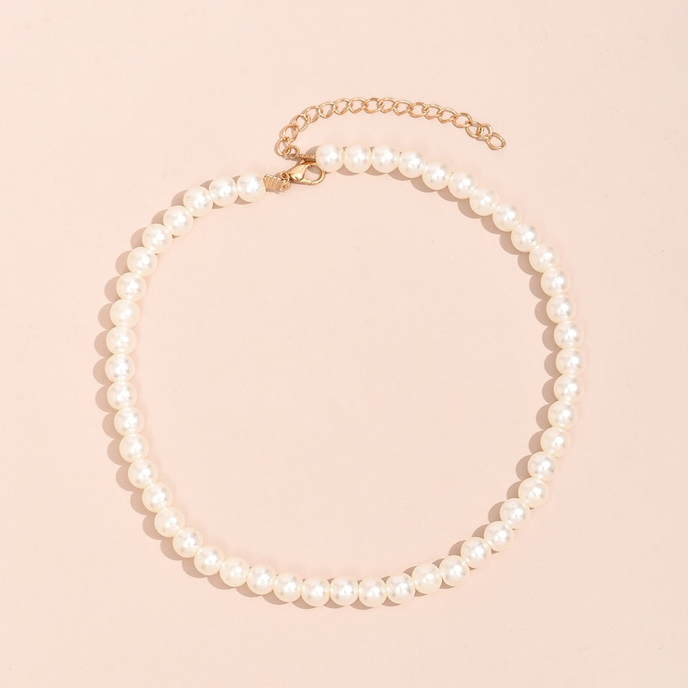 Trend Jewelry Wedding Big Pearl Necklace For Women Fashion White Imitation Pearl Choker - MERGE.DAY.1.FREESTYLE