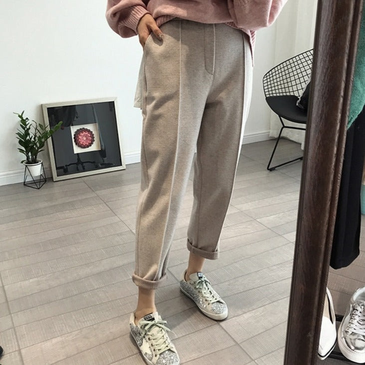 Pencil Pants Wool Pants Female Autumn High Waist Loose Trousers Capris - MERGE.DAY.1.FREESTYLE