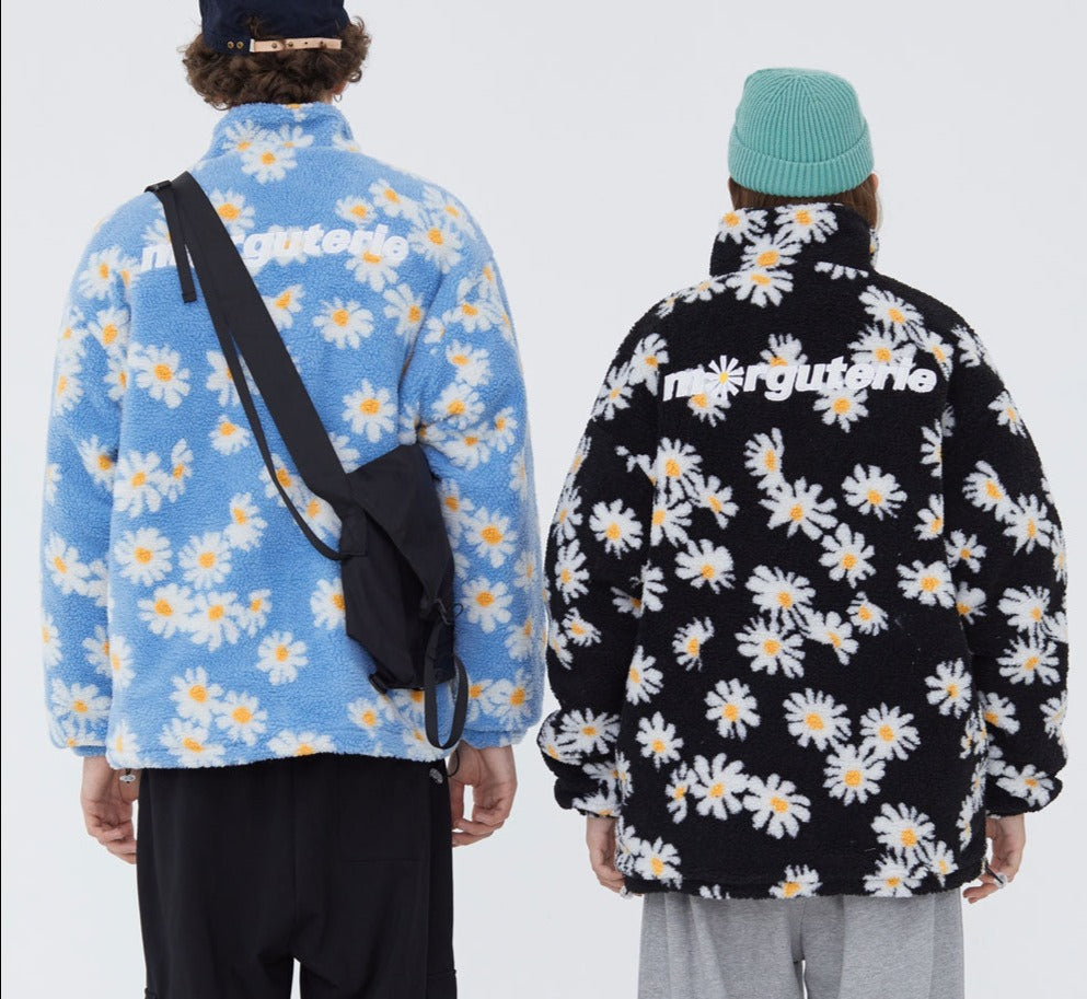 Cotton Padded Thick Parkas Jackets Daisy Print Fleece Warm Full Zip Coats - MERGE.DAY.1.FREESTYLE