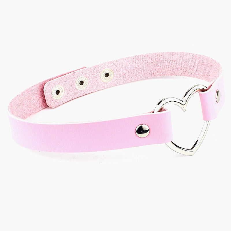 New Punk Gothic PU Leather Choker Chain Heart Buckle Collar Necklace - MERGE.DAY.1.FREESTYLE