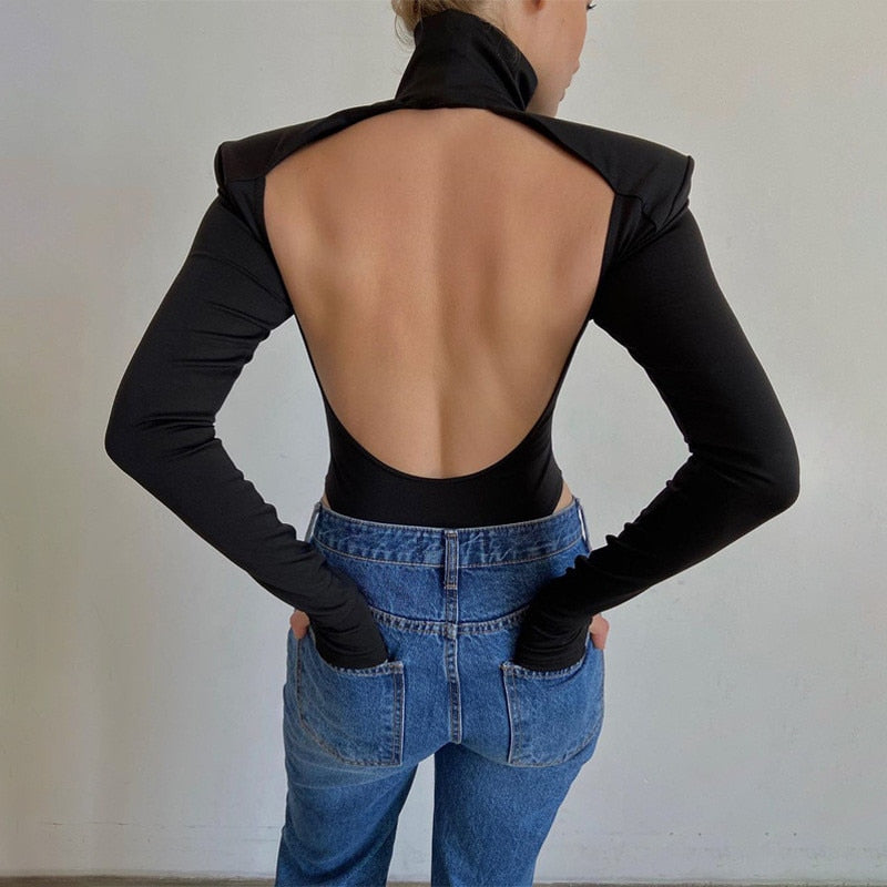 2022 Jumpsuits Women Rompers Sexy Club Hollow Out Backless Bodysuits Casual Long Sleeve Solid Slim - MERGE.DAY.1.FREESTYLE