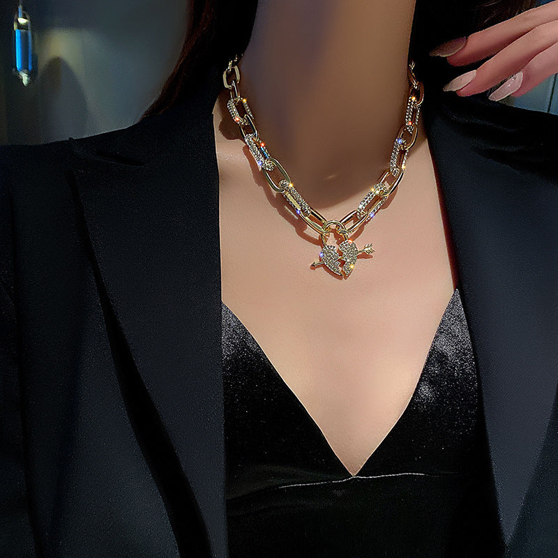 Metal Love Heart Cupid Pendants Female Clavicle Chain Light Luxury Niche Design Necklace