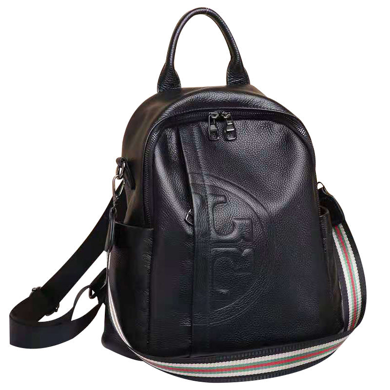Genuine Real Cowhide Leather Backpack High Quality Women's Bag Durable Dirty Student School Bag - MERGE.DAY.1.FREESTYLE