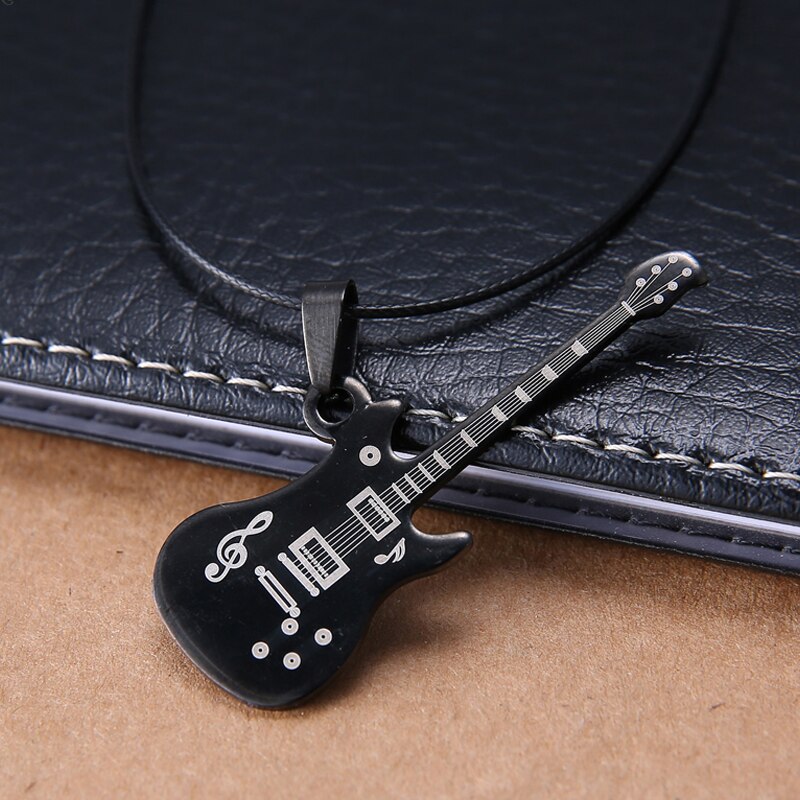 Love Music Exquisite Guitar Shaped Pendant Leather Rope Clavicle Chain Jewelry - MERGE.DAY.1.FREESTYLE